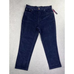 Bill Blass Corduroy Stretch Casual Pants Womens Sz 16P Dark Blue 34W x 27.5L